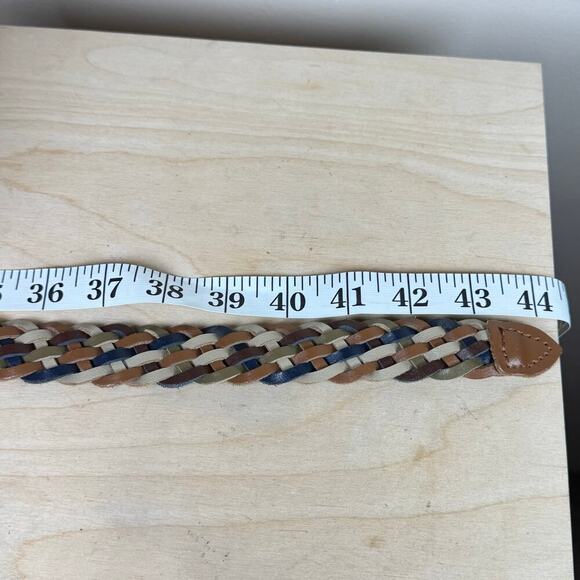 Multicolor Woven Braided Womens Leather Belt Solid Brass Hardware Bohemian XL - Picture 5 of 5